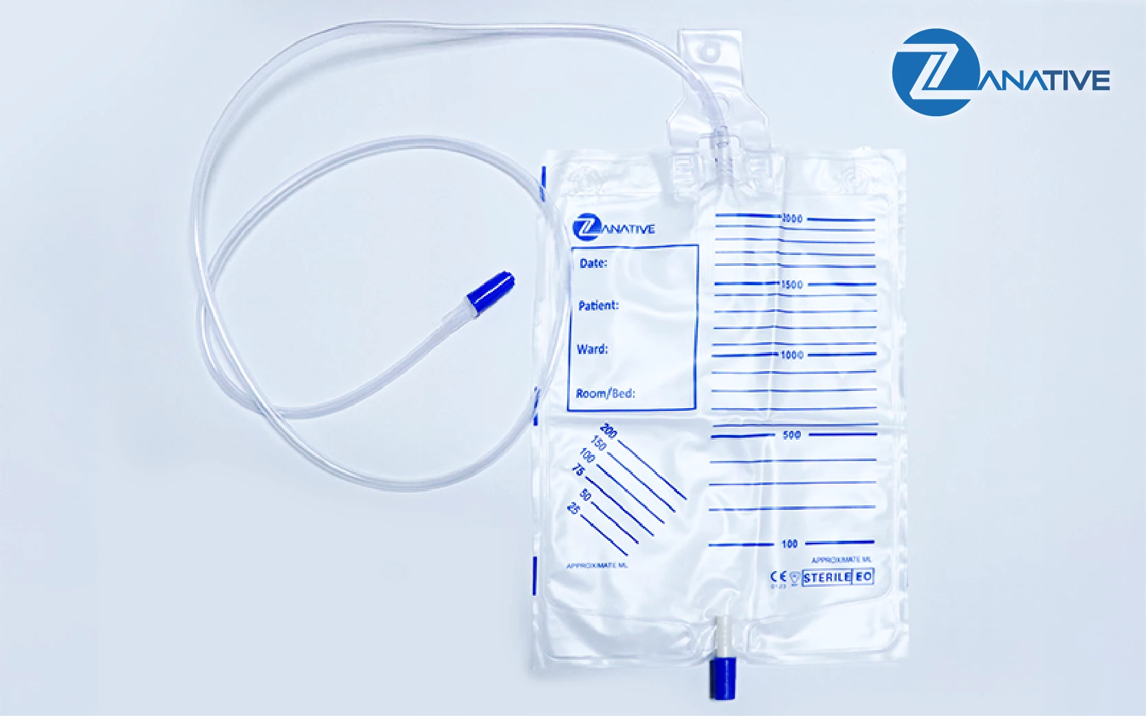 Zanative ถุงเก็บปัสสาวะสำหรับผู้ใหญ่ ขนาด 2000 ml ชนิดเทล่าง